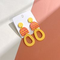 1 Pair Sweet U Shape Colorful Polka Dots Hollow Out Arylic Soft Clay Drop Earrings main image 2