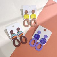 1 Pair Sweet U Shape Colorful Polka Dots Hollow Out Arylic Soft Clay Drop Earrings main image 3