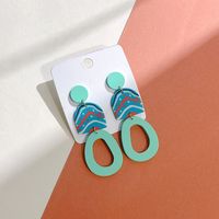 1 Pair Sweet U Shape Colorful Polka Dots Hollow Out Arylic Soft Clay Drop Earrings sku image 3