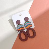 1 Pair Sweet U Shape Colorful Polka Dots Hollow Out Arylic Soft Clay Drop Earrings sku image 5