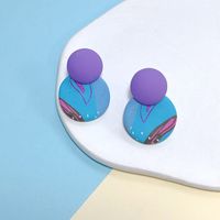 1 Pair Lady Simple Style Round Color Block Leopard Soft Clay Earrings sku image 1