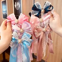 Sweet Bow Knot Polyester Lace Lace Inlay Artificial Pearls Hair Clip main image 1