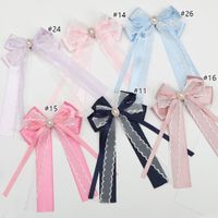 Sweet Bow Knot Polyester Lace Lace Inlay Artificial Pearls Hair Clip main image 5