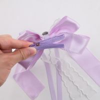 Sweet Bow Knot Polyester Lace Lace Inlay Artificial Pearls Hair Clip main image 3