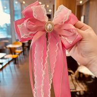 Sweet Bow Knot Polyester Lace Lace Inlay Artificial Pearls Hair Clip sku image 2