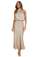 Women's Satin Dress Elegant High Neck Sleeveless Solid Color Midi Dress Banquet main image 3