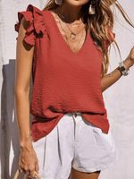 Women's Blouse Sleeveless Blouses Ruffles Casual Solid Color main image 3