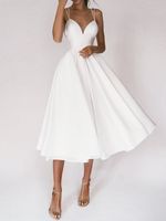 Women's Strap Dress Sexy Sleeveless Solid Color Midi Dress Banquet main image 6