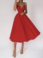 Women's Strap Dress Sexy Sleeveless Solid Color Midi Dress Banquet main image 4