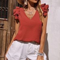 Women's Blouse Sleeveless Blouses Ruffles Casual Solid Color main image 1