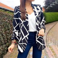 Women's Coat Long Sleeve Blazers Printing Business Geometric main image 5