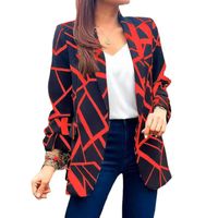 Women's Coat Long Sleeve Blazers Printing Business Geometric main image 3