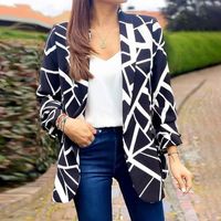 Women's Coat Long Sleeve Blazers Printing Business Geometric main image 2