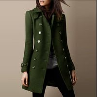 Women's Casual Solid Color Double Breasted Coat Woolen Coat main image 5
