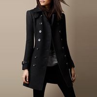 Women's Casual Solid Color Double Breasted Coat Woolen Coat main image 4