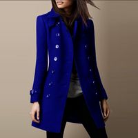 Women's Casual Solid Color Double Breasted Coat Woolen Coat main image 3
