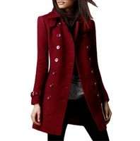 Women's Casual Solid Color Double Breasted Coat Woolen Coat main image 2