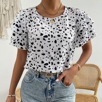 Women's Blouse Short Sleeve Blouses Printing Casual Polka Dots main image 4