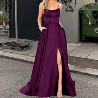 Strap Dress Party & Event Dresses Sexy Sleeveless Solid Color Maxi Long Dress Wedding Banquet main image 4