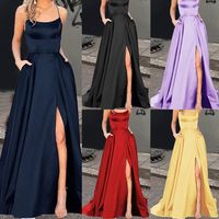 Strap Dress Party & Event Dresses Sexy Sleeveless Solid Color Maxi Long Dress Wedding Banquet main image 1