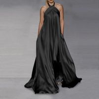 Women's Swing Dress Elegant Round Neck Sleeveless Solid Color Maxi Long Dress Banquet Stage main image 2