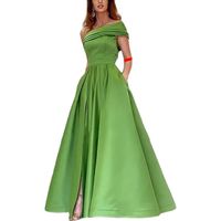 Robe De Fête Sexy Manche Courte Couleur Unie Maxi Longue Robe Banquet main image 4