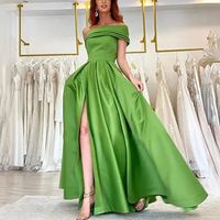 Robe De Fête Sexy Manche Courte Couleur Unie Maxi Longue Robe Banquet main image 3