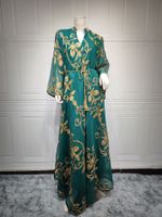 Women's Abaya Ethnic Style V Neck Embroidery Long Sleeve Printing Banquet sku image 1