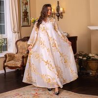 Women's Abaya Ethnic Style V Neck Embroidery Long Sleeve Printing Banquet main image 6