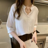 Women's Blouse 3/4 Length Sleeve Blouses Casual Basic Solid Color main image 3