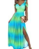 Women's Slit Dress Sexy Printing Sleeveless Gradient Color Solid Color Maxi Long Dress Banquet main image 2
