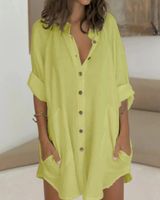 Women's Blouse Long Sleeve Blouses Button Casual Solid Color sku image 8