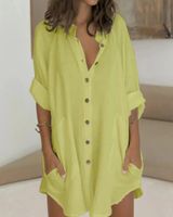 Women's Blouse Long Sleeve Blouses Button Casual Solid Color sku image 10