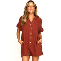 Women's Daily Casual Solid Color Shorts Button Jumpsuits main image 3