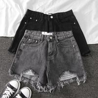 Women's Daily Street Casual Solid Color Shorts Tassel Ripped Shorts main image 5