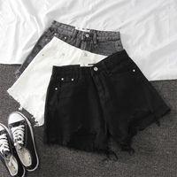 Women's Daily Street Casual Solid Color Shorts Tassel Ripped Shorts main image 4