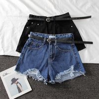 Women's Daily Street Casual Solid Color Shorts Tassel Ripped Shorts main image 2