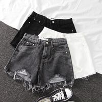 Women's Daily Street Casual Solid Color Shorts Tassel Ripped Shorts main image 1