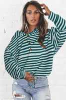 Women's Hoodie Long Sleeve Hoodies & Sweatshirts Button Casual Stripe main image 2