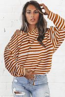 Women's Hoodie Long Sleeve Hoodies & Sweatshirts Button Casual Stripe main image 4