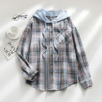 Femmes Manteau Manche Longue Blouses Poche Décontractée Plaid main image 5