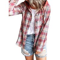 Femmes Manteau Manche Longue Blouses Poche Décontractée Plaid main image 1