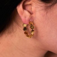 1 Pair Elegant Lady Daisy Plating 304 Stainless Steel 18K Gold Plated Ear Studs main image 6