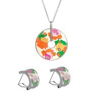 304 Stainless Steel Gold Plated Bohemian Artistic Enamel Plating Color Block Flower Earrings Necklace main image 7