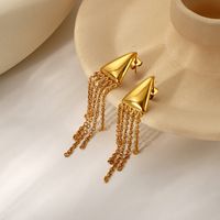 1 Pair Elegant Lady Triangle Tassel Plating Stainless Steel 18k Gold Plated Drop Earrings main image 4