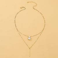 Elegant Nordic Style Lady Geometric Alloy Inlay Crystal Women's Double Layer Necklaces main image 1
