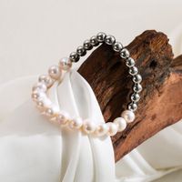 Simple Style Classic Style Round Stainless Steel Freshwater Pearl Irregular Beaded 18k Gold Plated Bracelets sku image 2
