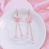 1 Pair Elegant Sweet Artistic Flower Chain Tassel Alloy Drop Earrings sku image 1