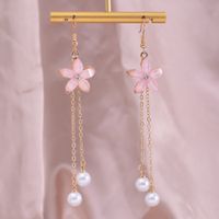 1 Pair Elegant Sweet Artistic Flower Chain Tassel Alloy Drop Earrings main image 3