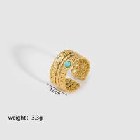 304 Stainless Steel 18K Gold Plated Classical Romantic British Style Plating Inlay Solid Color Natural Stone Open Rings sku image 2